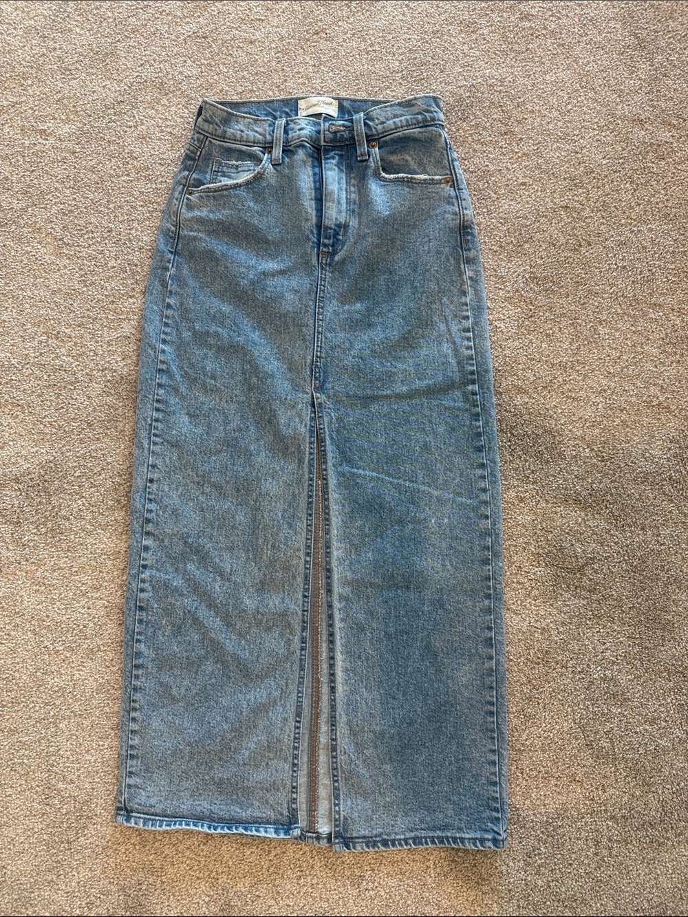 Universal Thread Women's Blue Denim Maxi Skirt with Front Slit